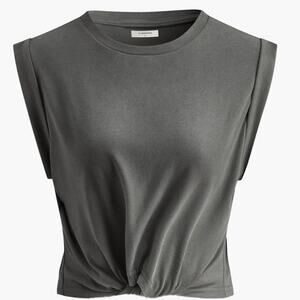 Commense Casual Cotton Knotted T-Shirt Gray Everyday Medium